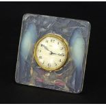 Lalique, an Inseparables opalescent glass clock, design circa 1926, moulded R Lalique,