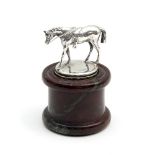 A silver model horse, John & William Deakin, Sheffield, no date letter, on a circular plinth base,