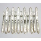 Six late Victorian silver dessert knives and forks, H H, Sheffield 1873,