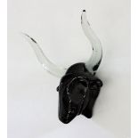 Paul DeSomma (American, born 1959)/Deers Head/signed and dated 1982/glass with engraved detail,