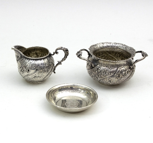 A German silver sugar bowl and jug,