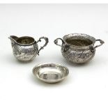 A German silver sugar bowl and jug,
