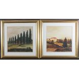 Jean Clark/Tuscan Landscapes/four reproduction prints/ with printed signatures,