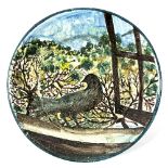 Patrick Swift (Irish 1927-1983)/A tin glazed earthenware charger painted with a bird on a window