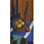 Margo Ingham (British 1918-1978)/Still Life with Apples/inscribed verso/oil on board,