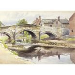 Isobel B Badcock/Bridge over the River Skell/inscribed on the reverse/watercolour,