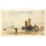 After Richard Parkes Bonington/Fisher Folk on the Shore/watercolour, 15.