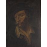 19th Century Continental School/Man in a Brown Hat/oil on canvas,