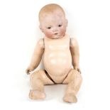 An Armand Marseille bisque headed doll, with closed mouth and sleepy eyes,