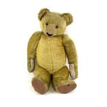 A mohair teddy bear, mid 20th Century, with jointed limbs,