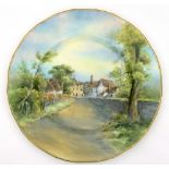 A Royal Worcester plate, King John's Bridge Tewkesbury, by John Smith,