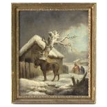Manner of George Morland/Feeding the Donkey in the Snow/oil on canvas,