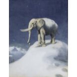 Ethel H Badcock RA/An Elephant on a Snowy Mountain/illustration from a children's poem/initialled