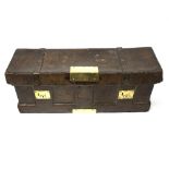 A 19th Century United States stagecoach leather strong box,