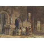 Follower of David Cox/Christening in St David's Cathedral/signed on reverse/watercolour,