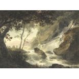 William Payne/Figures Beneath Trees by a Waterfall/watercolour,