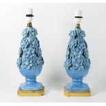 A pair of turquoise ceramic lamp bases by Casa Pupo,