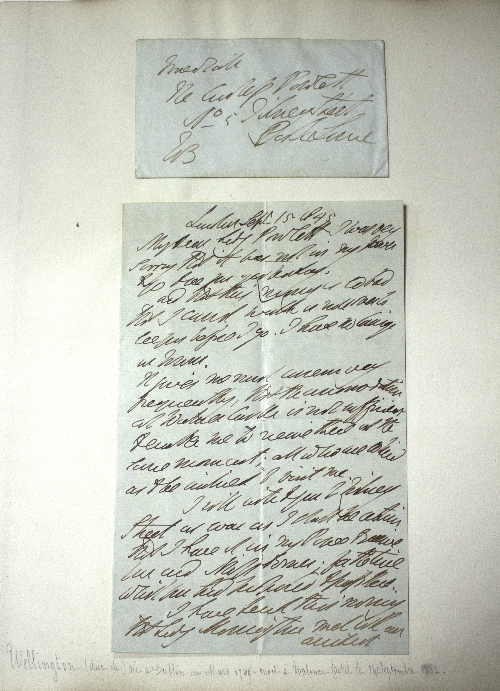 Duke of Wellington interest: An autograph letter, London Sept 15 1845 to Lady Powlett,