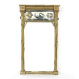 A Regency gilt frame pier glass with reverse glass panel to frieze, 81.