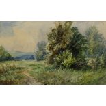 David Bates (1840-1921)/Meadow Landscapes/a pair/signed/watercolour,