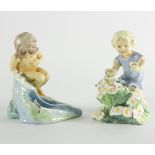 Two Royal Worcester figures 'May' and 'August', modelled by F G Doughty, black printed marks, 12.