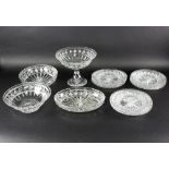 A 20th Century cut glass dessert service, decorated with strawberry diamonds and radiating slices,