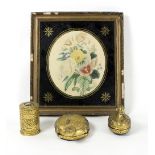 Three gilt lacquered boxes, a hardstone footed bowl,