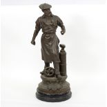 19th Century/Figure of a Blacksmith/with plaque to front 'Industry'/bronze,