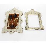 Two 19th Century mother-of-pearl frames, probably Jerusalem, each with panel of Christ to cresting,