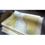 A large quantity of sea charts, 19th Century and later, to include maps of the Solent,