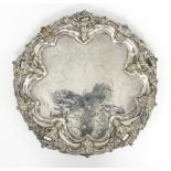 A Victorian silver salver, Birmingham 1845, with shaped, scroll and pierced border,