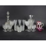 A cut glass part table service of nineteen pieces,