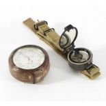 A military compass with canvas strap, ref no 6B/2593,