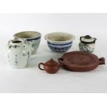 A quantity of Oriental pottery and porcelain including blue and white and terracotta