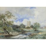 David Bates (British 1840 - 1921)/Tewkesbury Abbey/signed/watercolour,