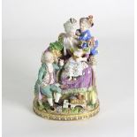 A Meissen figure group 'The Good Mother', circa 1860, blue crossed swords, incised E69 (cracked),