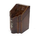 A 19th Century mahogany serpentine fronted knife box with fitted interior,