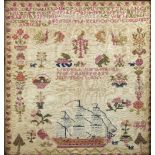 A George IV needlework sampler worked by Isabella Parton,
