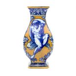 Lucien Emile Boullemier (1877-1949)/a pottery transfer printed and painted baluster vase in blue