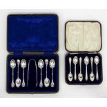 Six silver coffee spoons, JR, Sheffield 1905, with lily of the valley finials,