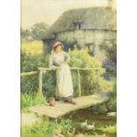 William Affleck (British 1869-1943)/Girl on a Bridge/signed/watercolour,