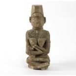 A Kongo stone figure, Ntadi, depicting a mother feeding her child, repaired,