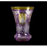 A Bohemian amethyst and amber stained cut glass vase, circa 1860,