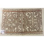 A tapa cloth, Papua New Guinea, of stylised design, framed,