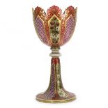 A large Bohemian red glass goblet,