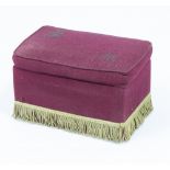 A 1953 Coronation stool for Queen Elizabeth II with burgundy velvet upholstery,