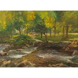 Donald H Floyd (British 1892-1965)/River Landscape/signed/oil on canvas,