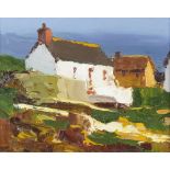 Donald MacIntyre (Scottish 1923-2009)/Cottages, Cornwall/oil on board, 17.5cm x 22.