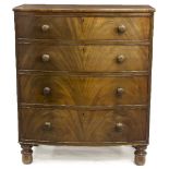 An early 19th Century mahogany bowfront chest, fitted four drawers,