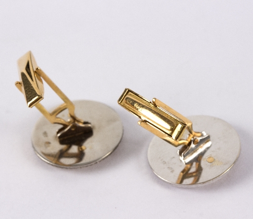 A closely matched pair of cufflinks, marked 18k, - Image 2 of 2